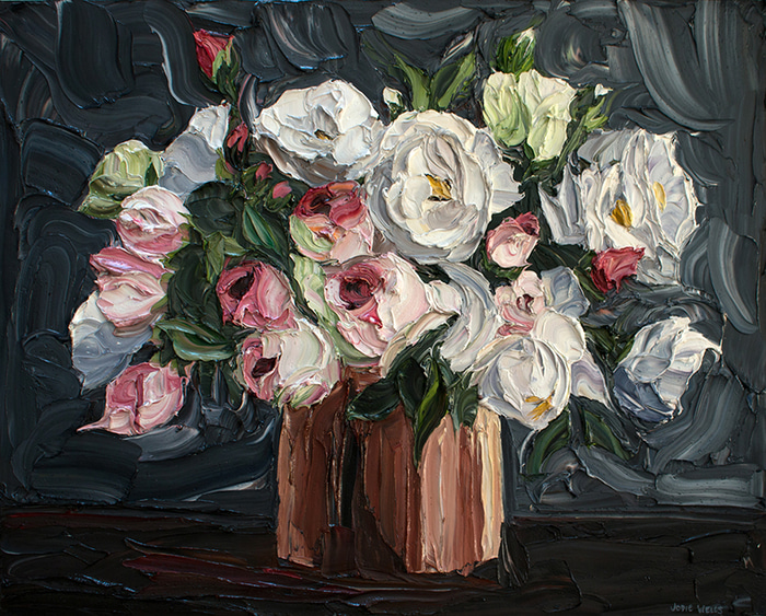 Bouquet in Copper Vase by Jodie Wells | Lethbridge Gallery